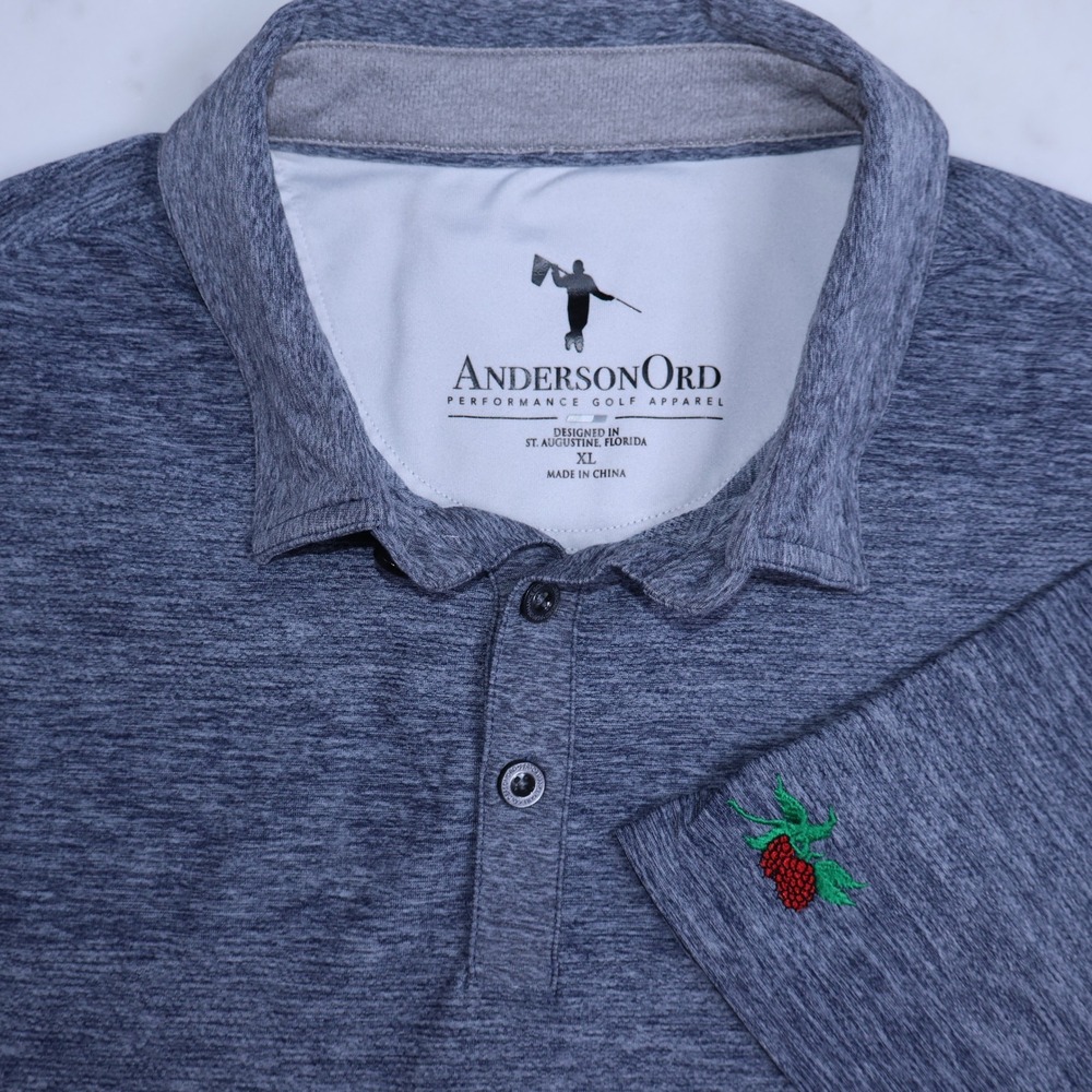 AndersonOrd Mens XL Blue Space Dye Golf Polo Raspberry Falls Golf & Hunt Club VA